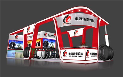 90平米展臺(tái)設(shè)計(jì)制作：三面開口/現(xiàn)代/木質(zhì)結(jié)構(gòu)/紅色，為汽配展展商而作（免費(fèi)使用）