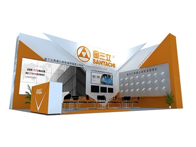 54平米展臺設(shè)計制作：二面開口/前衛(wèi)/木質(zhì)結(jié)構(gòu)/橙色，為安防展展商而作（免費使用）