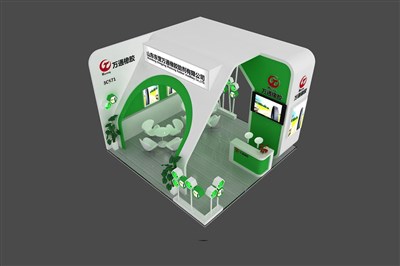 36平米展臺(tái)設(shè)計(jì)制作：三面開口/現(xiàn)代/木質(zhì)結(jié)構(gòu)/綠色，為汽配展展商而作（免費(fèi)使用）