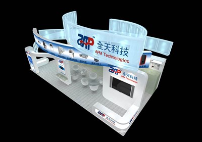 72平米展臺設計制作：四面開口/現(xiàn)代/木質結構/白色，為安防展展商而作（免費使用）