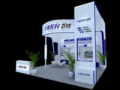 36平米展臺(tái)設(shè)計(jì)制作：三面開口/現(xiàn)代/木質(zhì)結(jié)構(gòu)/白色，為安防展展商而作（免費(fèi)使用）