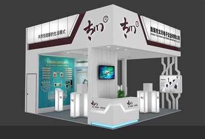 36平米展臺設(shè)計制作：三面開口/現(xiàn)代/木質(zhì)結(jié)構(gòu)/白色，為安防展展商而作（免費使用）