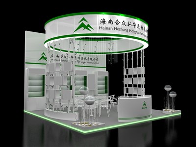 36平米展臺設計制作：三面開口/現(xiàn)代/木質結構/白色，為美博會展商而作（免費使用）