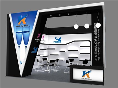 36平米展臺設(shè)計制作：一面開口/現(xiàn)代/木質(zhì)結(jié)構(gòu)/黑色，為日用品展展商而作（免費使用）
