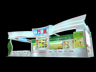 105平米展臺設計制作：一面開口/現(xiàn)代/木質結構/綠色，為農交會展商而作（免費使用）