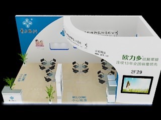 66平米展臺設(shè)計制作：二面開口/現(xiàn)代/木質(zhì)結(jié)構(gòu)/白色，為食品展展商而作（免費使用）