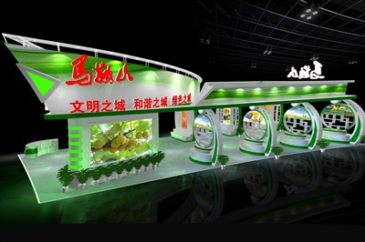 189平米展臺設(shè)計制作：三面開口/現(xiàn)代/木質(zhì)結(jié)構(gòu)/綠色，為農(nóng)交會展商而作（免費(fèi)使用）