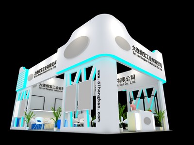60平米展臺設(shè)計制作：三面開口/現(xiàn)代/木質(zhì)結(jié)構(gòu)/白色，為機(jī)械展展商而作（免費使用）
