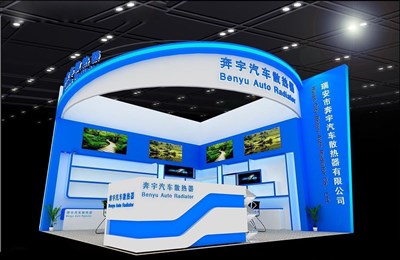 36平米展臺設(shè)計(jì)制作：二面開口/現(xiàn)代/木質(zhì)結(jié)構(gòu)/藍(lán)色，為汽配展展商而作（免費(fèi)使用）