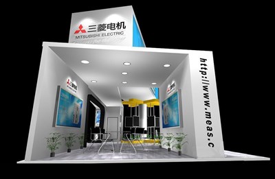 72平米展臺設計制作：四面開口/現(xiàn)代/木質結構/白色，為家電展展商而作（免費使用）
