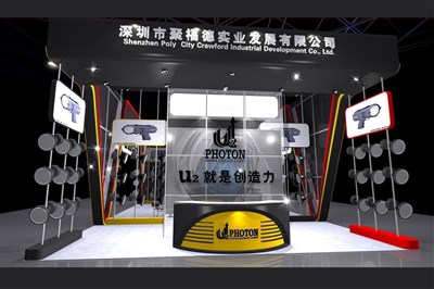 144平米展臺(tái)設(shè)計(jì)制作：四面開口/現(xiàn)代/木質(zhì)結(jié)構(gòu)/黑色，為家電展展商而作（免費(fèi)使用）