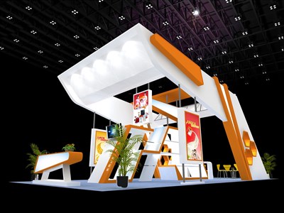 72平米展臺(tái)設(shè)計(jì)制作：四面開口/現(xiàn)代/木質(zhì)結(jié)構(gòu)/白色，為家電展展商而作（免費(fèi)使用）