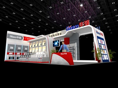 108平米展臺設計制作：三面開口/現(xiàn)代/木質(zhì)結(jié)構(gòu)/彩色，為家電展展商而作（免費使用）