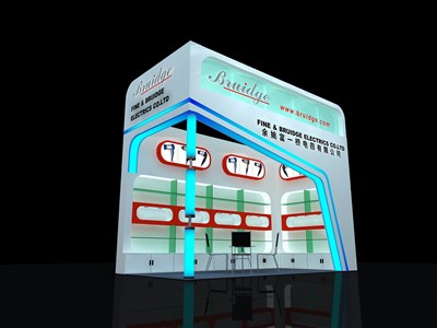 18平米展臺設(shè)計制作：二面開口/現(xiàn)代/木質(zhì)結(jié)構(gòu)/白色，為家電展展商而作（免費(fèi)使用）