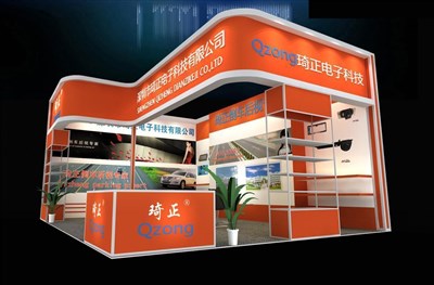 48平米展臺設計制作：二面開口/現(xiàn)代/木質結構/橙色，為汽配展展商而作（免費使用）