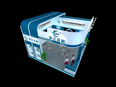 36平米展臺設(shè)計制作：三面開口/現(xiàn)代/木質(zhì)結(jié)構(gòu)/藍色，為汽配展展商而作（免費使用）