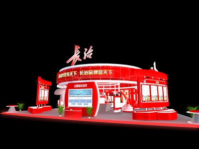 690平米展臺設計制作：一面開口/現代/木質結構/紅色，為農交會展商而作（免費使用）