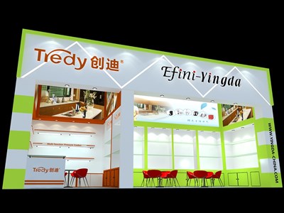 27平米展臺設(shè)計制作：一面開口/現(xiàn)代/木質(zhì)結(jié)構(gòu)/彩色，為家電展展商而作（免費使用）