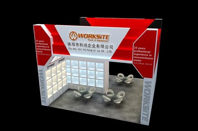 36平米展臺(tái)設(shè)計(jì)制作：二面開口/現(xiàn)代/木質(zhì)結(jié)構(gòu)/彩色，為家電展展商而作（免費(fèi)使用）