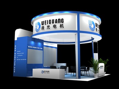 36平米展臺設(shè)計制作：三面開口/現(xiàn)代/木質(zhì)結(jié)構(gòu)/藍色，為機械展展商而作（免費使用）