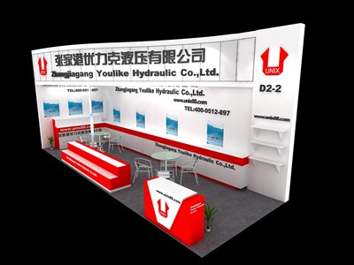 27平米展臺(tái)設(shè)計(jì)制作：二面開(kāi)口/現(xiàn)代/木質(zhì)結(jié)構(gòu)/白色，為汽配展展商而作（免費(fèi)使用）