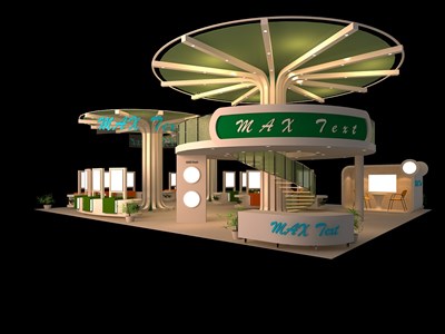 180平米展臺(tái)設(shè)計(jì)制作：四面開(kāi)口/前衛(wèi)/雙層結(jié)構(gòu)/綠色，為電子展展商而作（免費(fèi)使用）
