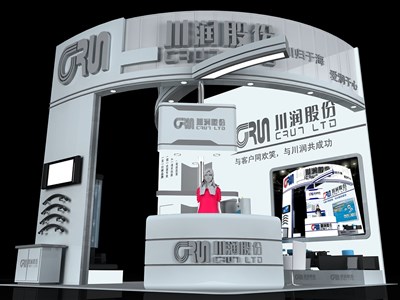 36平米展臺設(shè)計制作：三面開口/現(xiàn)代/木質(zhì)結(jié)構(gòu)/白色，為汽配展展商而作（免費使用）