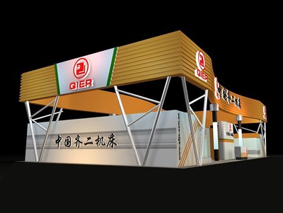 1176平米展臺設計制作：二面開口/現(xiàn)代/木質(zhì)結構/黃色，為汽配展展商而作（免費使用）