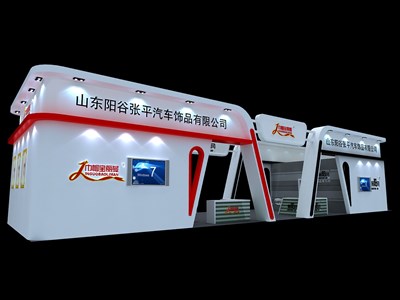126平米展臺設計制作：二面開口/現(xiàn)代/木質(zhì)結構/白色，為汽配展展商而作（免費使用）
