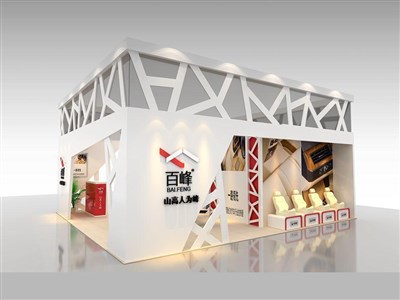 72平米展臺設(shè)計(jì)制作：三面開口/前衛(wèi)/木質(zhì)結(jié)構(gòu)/白色，為汽配展展商而作（免費(fèi)使用）