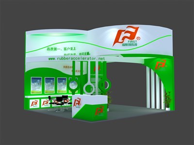 36平米展臺(tái)設(shè)計(jì)制作：三面開口/現(xiàn)代/木質(zhì)結(jié)構(gòu)/綠色，為電子展展商而作（免費(fèi)使用）
