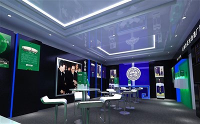 40平米展廳設(shè)計(jì)制作：前衛(wèi)/藍(lán)色，產(chǎn)品類展廳-白玉汾酒展廳（免費(fèi)使用）
