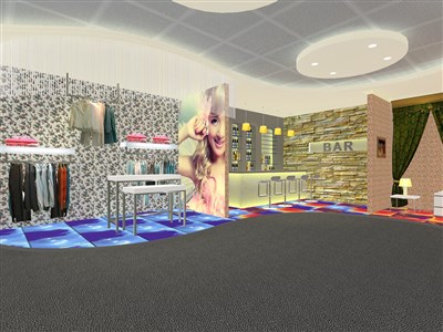 64平米展廳設(shè)計(jì)制作：前衛(wèi)/米色，產(chǎn)品類展廳-廣州優(yōu)偉服裝展廳（免費(fèi)使用）