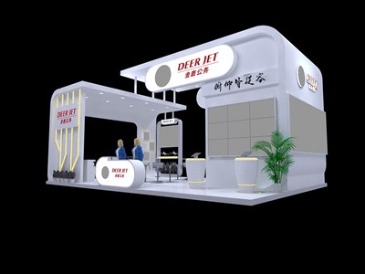 54平米展臺設計制作：三面開口/前衛(wèi)/木質結構/白色，為電子展展商而作（免費使用）