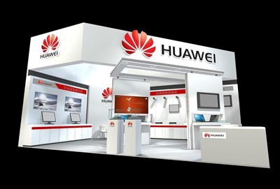 54平米展臺設計制作：二面開口/前衛(wèi)/木質結構/白色，為電子展展商而作（免費使用）
