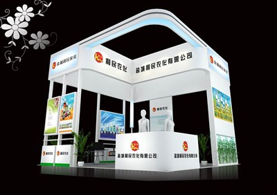 36平米展臺設計制作：四面開口/現(xiàn)代/木質結構/白色，為化工展展商而作（免費使用）