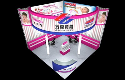 36平米展臺(tái)設(shè)計(jì)制作：二面開口/現(xiàn)代/木質(zhì)結(jié)構(gòu)/彩色，為綜合展展商而作（免費(fèi)使用）