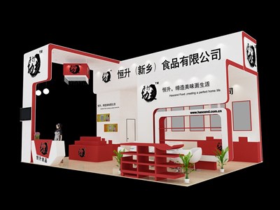 54平米展臺設計制作：三面開口/現(xiàn)代/型材結構/白色，為糖酒展展商而作（免費使用）