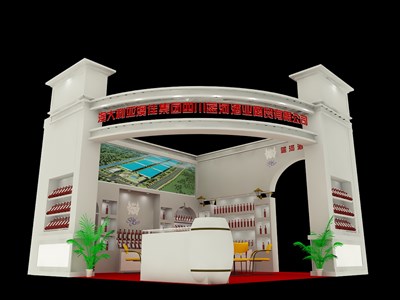 36平米展臺設(shè)計制作：二面開口/現(xiàn)代/型材結(jié)構(gòu)/白色，為糖酒展展商而作（免費使用）