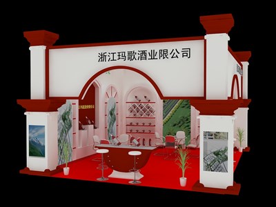 42平米展臺(tái)設(shè)計(jì)制作：二面開口/中式/木質(zhì)結(jié)構(gòu)/彩色，為糖酒展展商而作（免費(fèi)使用）
