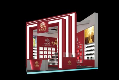 36平米展臺設(shè)計制作：二面開口/前衛(wèi)/型材結(jié)構(gòu)/紅色，為糖酒展展商而作（免費(fèi)使用）