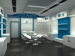 43.2平米展廳設(shè)計制作：現(xiàn)代/藍(lán)色，產(chǎn)品類展廳-派高產(chǎn)品展廳（免費(fèi)使用）