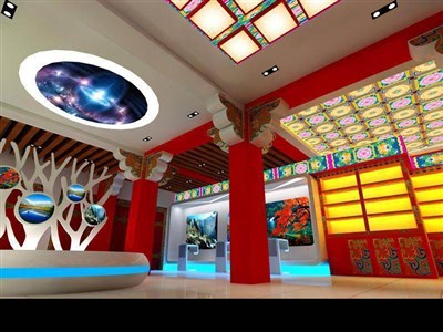 90平米展廳設計制作：現(xiàn)代/紅色，文化類展廳-九寨溝旅游展廳（免費使用）