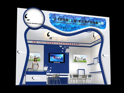 18平米展臺設(shè)計制作：一面開口/現(xiàn)代/木質(zhì)結(jié)構(gòu)/白色，為綜合展展商而作（免費使用）