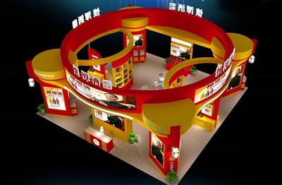 144平米展臺(tái)設(shè)計(jì)制作：四面開(kāi)口/現(xiàn)代/型材結(jié)構(gòu)/紅色，為糖酒展展商而作（免費(fèi)使用）