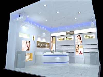 36平米展廳設(shè)計(jì)制作：現(xiàn)代/白色，產(chǎn)品類(lèi)展廳-浪漫香榭麗產(chǎn)品展廳（免費(fèi)使用）