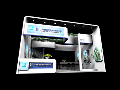 42平米展臺設(shè)計制作：二面開口/現(xiàn)代/木質(zhì)結(jié)構(gòu)/白色，為化工展展商而作（免費(fèi)使用）