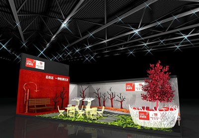 96平米展臺(tái)設(shè)計(jì)制作：二面開口/田園/木質(zhì)結(jié)構(gòu)/彩色，為綜合展展商而作（免費(fèi)使用）