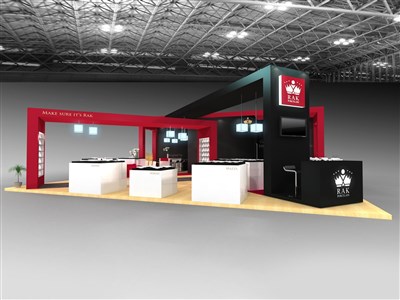 110平米展臺設計制作：三面開口/現(xiàn)代/木質(zhì)結(jié)構/黑色，為綜合展展商而作（免費使用）
