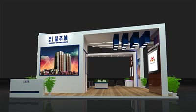 54平米展臺設(shè)計制作：三面開口/前衛(wèi)/木質(zhì)結(jié)構(gòu)/白色，為房產(chǎn)展展商而作（免費使用）